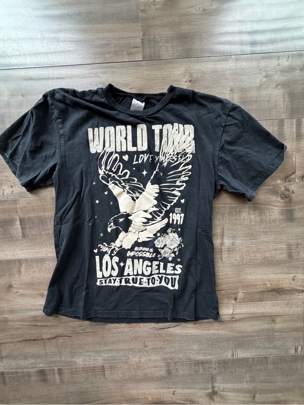 No Boundaries Black Tee with White Eagle Graphic